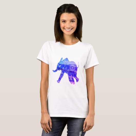 曼荼羅象ベーシックTシャツ ホワイト Tシャツ (正面フル)