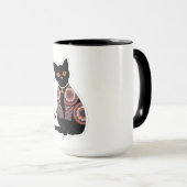 曼荼羅黒猫チョーカー マグカップ (正面右)