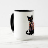曼荼羅黒猫チョーカー マグカップ (正面左)