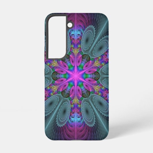 曼荼羅 カラフル 印象的 フラクタル アート カレイドスコープ SAMSUNG GALAXYケース (裏面)