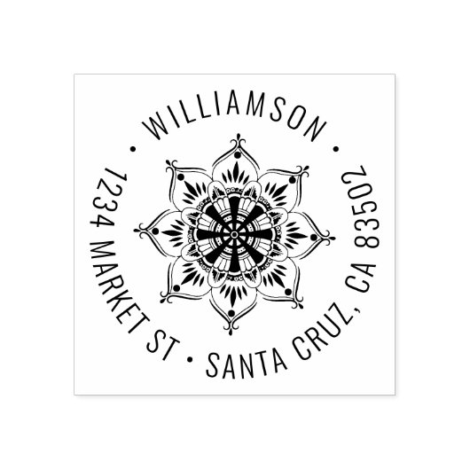 曼荼羅 |ラウンドファミリ名差出人住所 ラバースタンプ (インプリント)