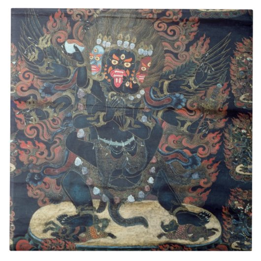 曼荼羅(色彩の鮮やかな羊皮紙) タイル (正面)