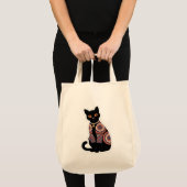 曼荼羅 黒猫 ベル 首輪 トートバッグ (正面(商品))