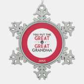 曾祖母に素晴らしいの置きました スノーフレークピューターオーナメント (正面)