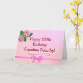 曾祖母のピンクの幸せな100thバースデー・カード カード (黄色い花)