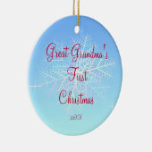 曾祖母の初めてのクリスマスの雪片のオーナメント セラミックオーナメント (右)