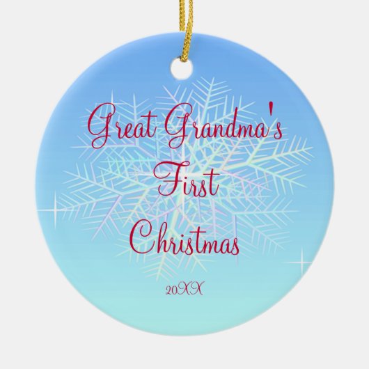 曾祖母の初めてのクリスマスの雪片のオーナメント セラミックオーナメント (正面)