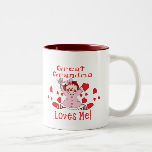 曾祖母愛の私縫いぐるみ人形 ツートーンマグカップ (右)