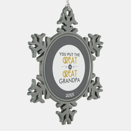 曾祖父に素晴らしいの置きました スノーフレークピューターオーナメント (左)