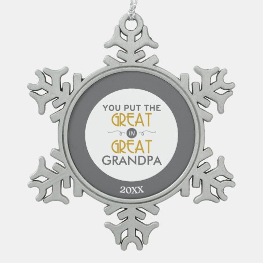 曾祖父に素晴らしいの置きました スノーフレークピューターオーナメント (正面)