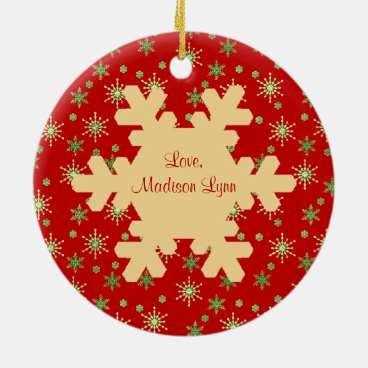 曾祖父の初めてのクリスマスの雪片のオーナメント セラミックオーナメント (裏面)