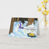 最もあたたかな願いを込めた雪だるまのスイーツ カード (黄色い花)