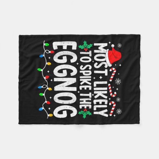 最もありそうなクリスマスイブのエッグノッグ家族のためのスパイクマッチング フリースブランケット (正面(横))
