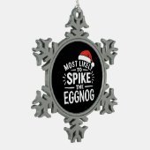 最もありそうなクリスマスエッグノッグスパイクマッチング スノーフレークピューターオーナメント (左)