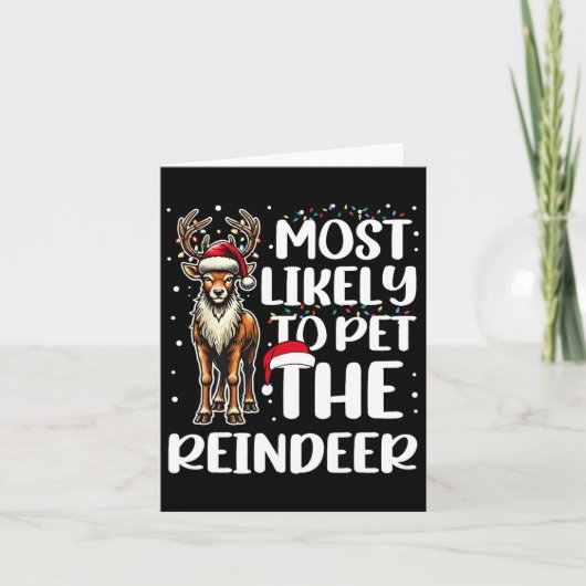 最もありそうなトナカイ家族とペットにするクリスマス マッチング カード (正面)