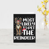 最もありそうなトナカイ家族とペットにするクリスマス マッチング カード (黄色い花)