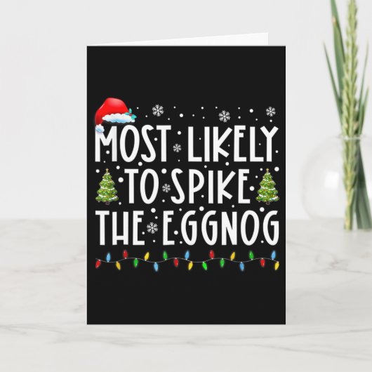 最もありそうな、エッグノグ家族とマッチするスパイク・クリスマス カード (正面)