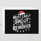 最もありそうな、サンタのトナカイ家族を撃つクリスマス シーズンカード (正面/裏面)