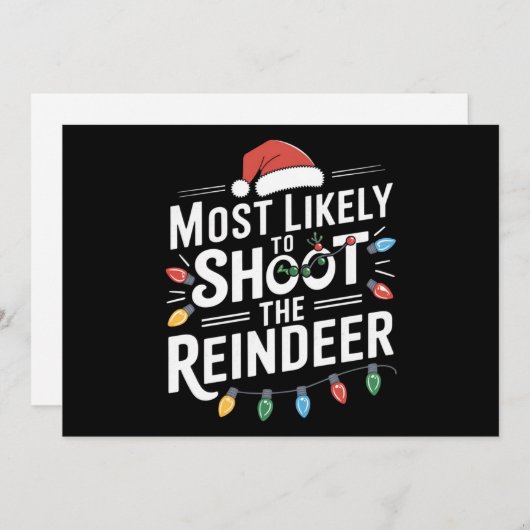 最もありそうな、サンタのトナカイ家族を撃つクリスマス シーズンカード (正面/裏面)