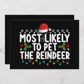 最もありそうな、トナカイに触れるクリスマス休暇 招待状 (正面/裏面)