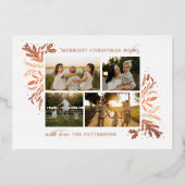 最もおめでたいクリスマスの願い 4枚の写真 ボタニカル フラワーデザイン 箔シーズンカード (正面)