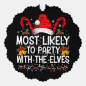最もおもしろいパーティーに一致するクリスマス オーナメントカード (正面)