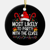 最もおもしろいパーティーに一致するクリスマス セラミックオーナメント (正面)