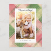 最もお祭り気分を高めるホリデー写真 フェスティブ ピンク グリーン プライド シーズンポストカード (正面)