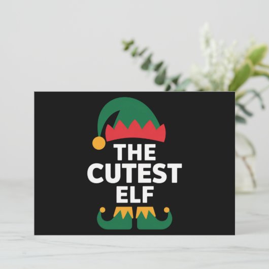 最もかわいいエルフの家族のクリスマスのコーディネート シーズンカード (スタンド正面)