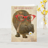 最もかわいいカバの挨拶状! カード (黄色い花)