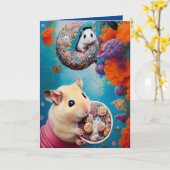 最もかわいいシリアンハムスターのティーパーティー ドーナツ付き どれでも カード (黄色い花)