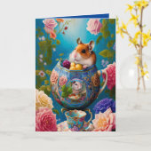 最もかわいいシリアンハムスターのティーパーティー ドーナツ付き どれでも カード (黄色い花)