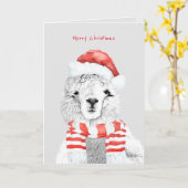 最もかわいいラマ、ミニマリストのクリスマス カード (黄色い花)