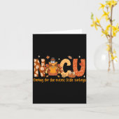 最もかわいい子 turkey を世話する Nicu 看護師 感謝祭 カード (黄色い花)