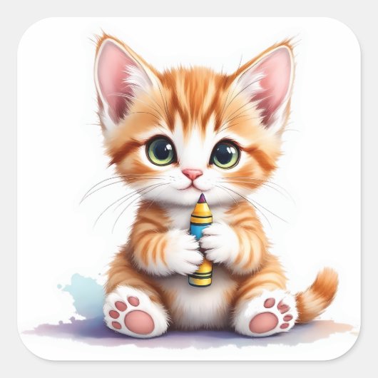 最もかわいい!学校が始まるキティちゃんステッカー スクエアシール (正面)