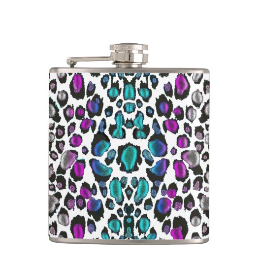 最もかわいらしいすみれ色のティール(緑がかった色)のヒョウのフラスコ フラスク (正面)
