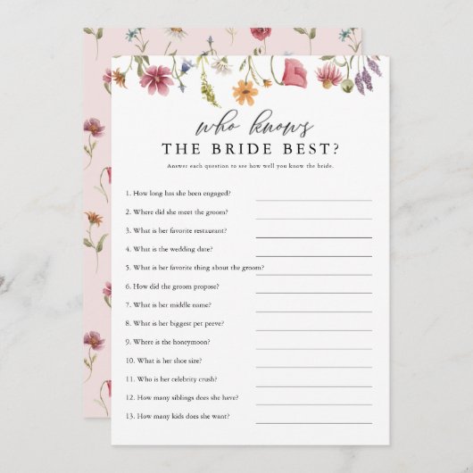 最もよく花嫁を知る ワイルドフラワー デジタル 招待状 (正面/裏面)