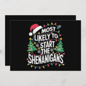 最もイタズラを始める可能性が高い ファミリークリスマス X シーズンカード (正面/裏面)