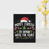 最もエルフと一緒に飲みそうな人 エルフ飲みクリスマスC カード (黄色い花)