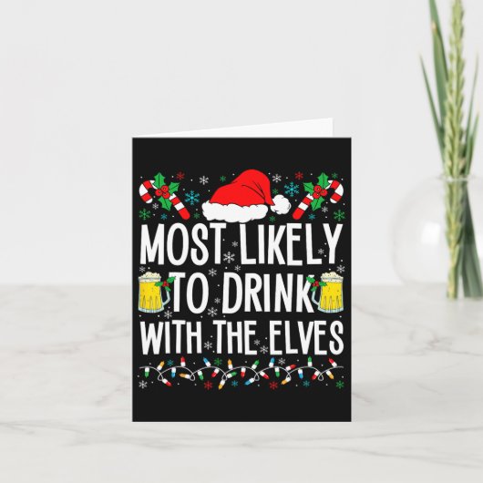 最もエルフと一緒に飲みそうな人 面白い クリスマス カード (正面)