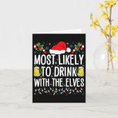 最もエルフと一緒に飲みそうな人 面白い クリスマス カード (黄色い花)