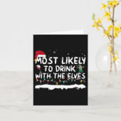 最もエルフと一緒に飲みそうな家族のクリスマスマッチ カード (黄色い花)