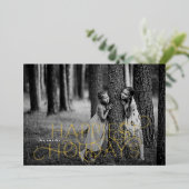 最もエレガント幸せモダンな休日2写真 箔シーズンカード (立ち正面)