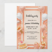 最もエレガント誕生日の招待 招待状 (正面/裏面)