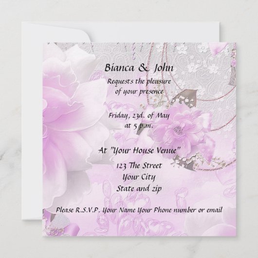 最もエレガ人気があるントウェディング招待状 招待状 (裏面)