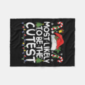 最もキュートなクリスマスマッチングの確率が高い フリースブランケット (正面(横))