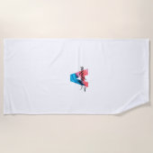 最もキュートなラグジュアリー コーラルブルーイニシャルネームA ホワイト ビーチタオル (正面)