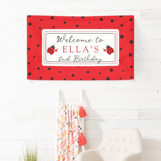 最もキュートなレディバグの子供の誕生日パーティー 横断幕 (インサイチュ)