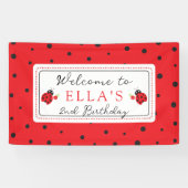 最もキュートなレディバグの子供の誕生日パーティー 横断幕 (横)