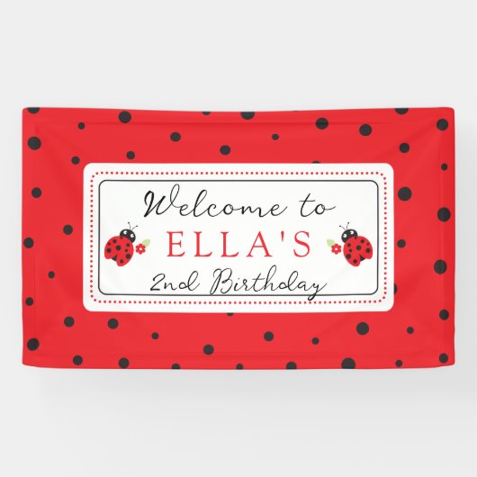 最もキュートなレディバグの子供の誕生日パーティー 横断幕 (横)